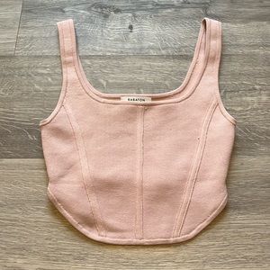 Babaton sculpt knit top pink